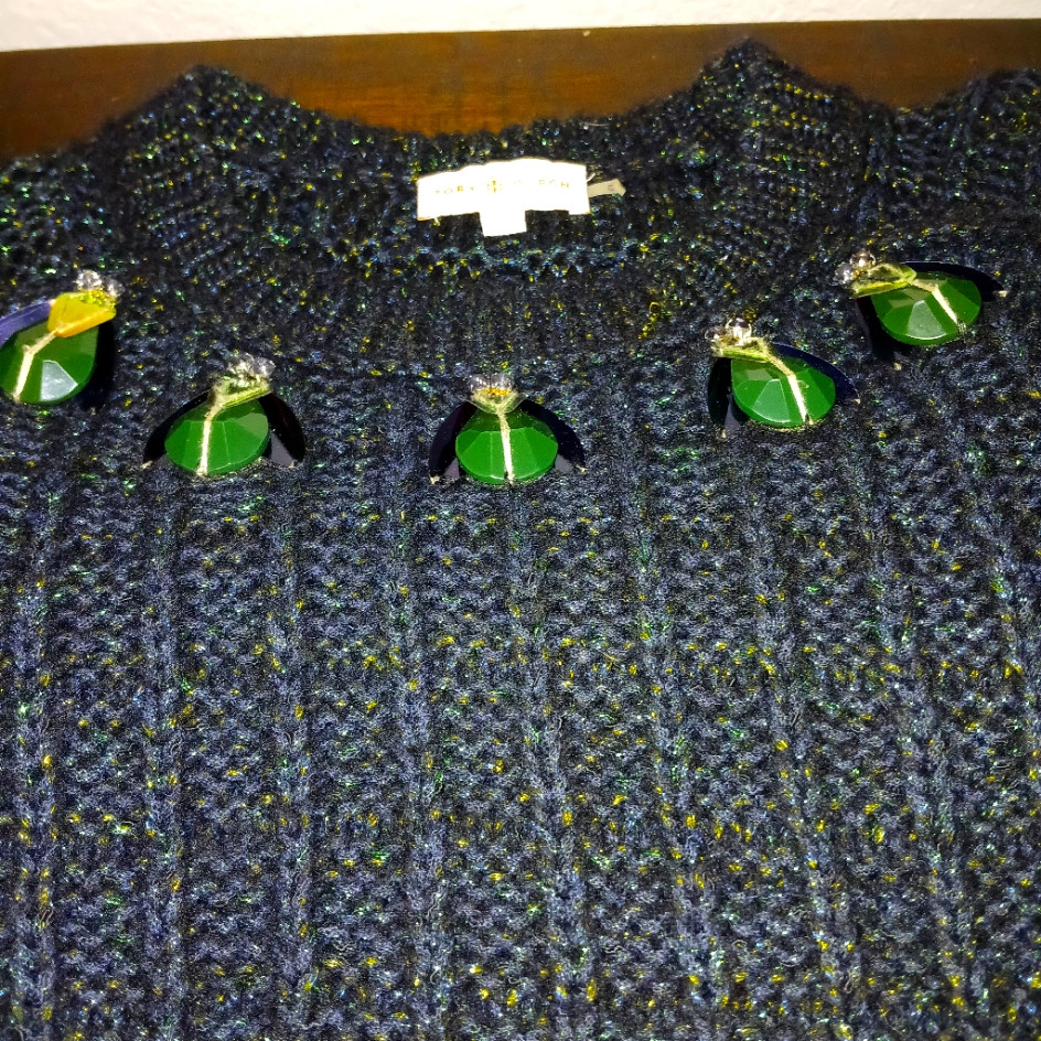 Tory Burch Black/Green Sweater
